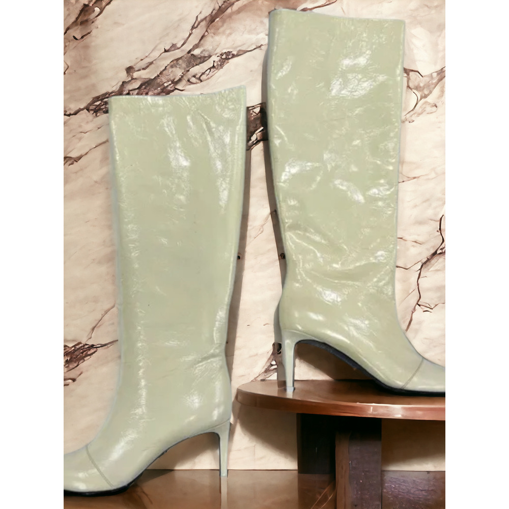 NIB Rag & Bone BEHA Knee High White Crinkle Boots 8 MSRP $1000